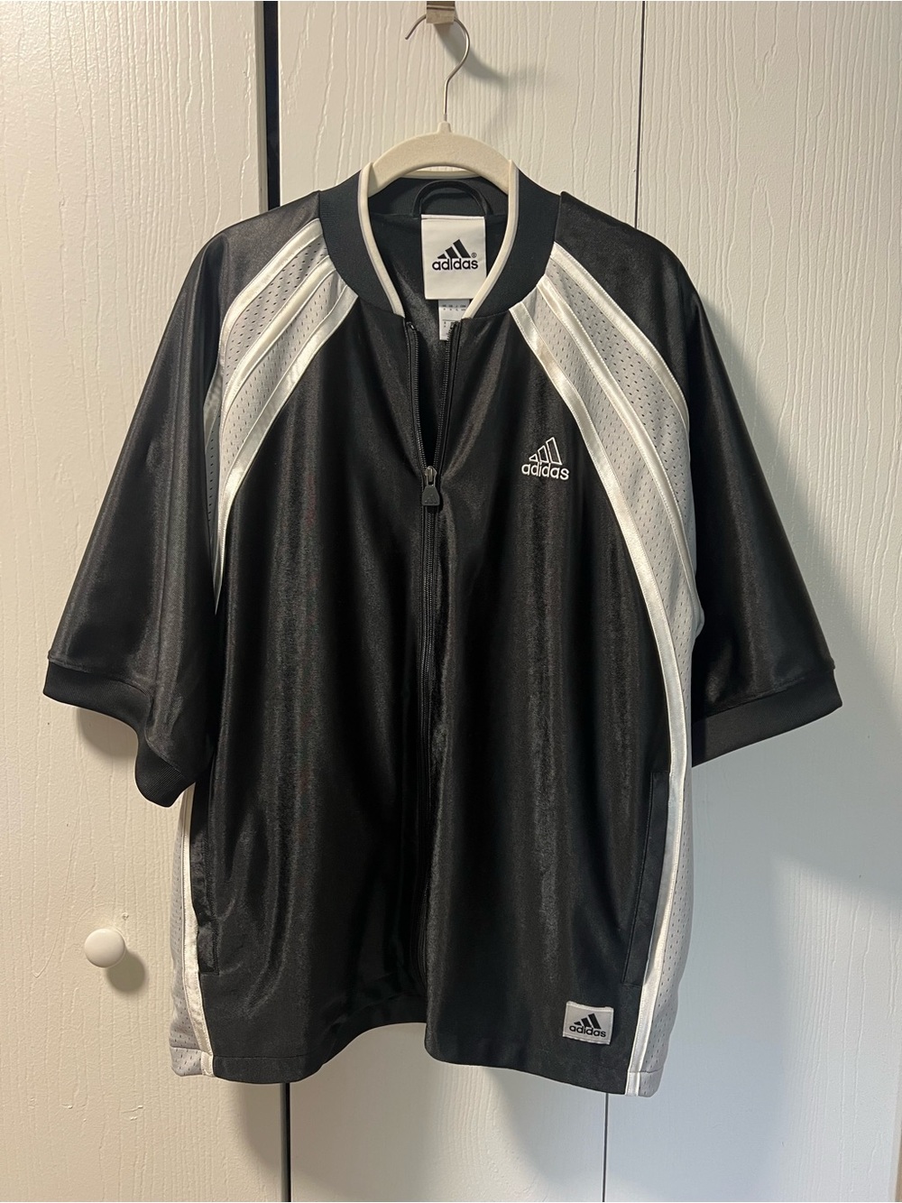 adidas Men’s Black and White Zip-Up Athletic Jersey